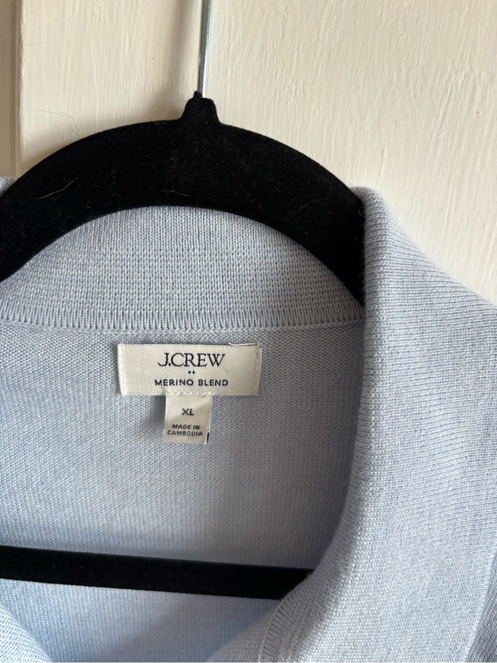J. Crew Light Blue Merino Blend Crewneck Polo Sweater - Picture 2 of 4